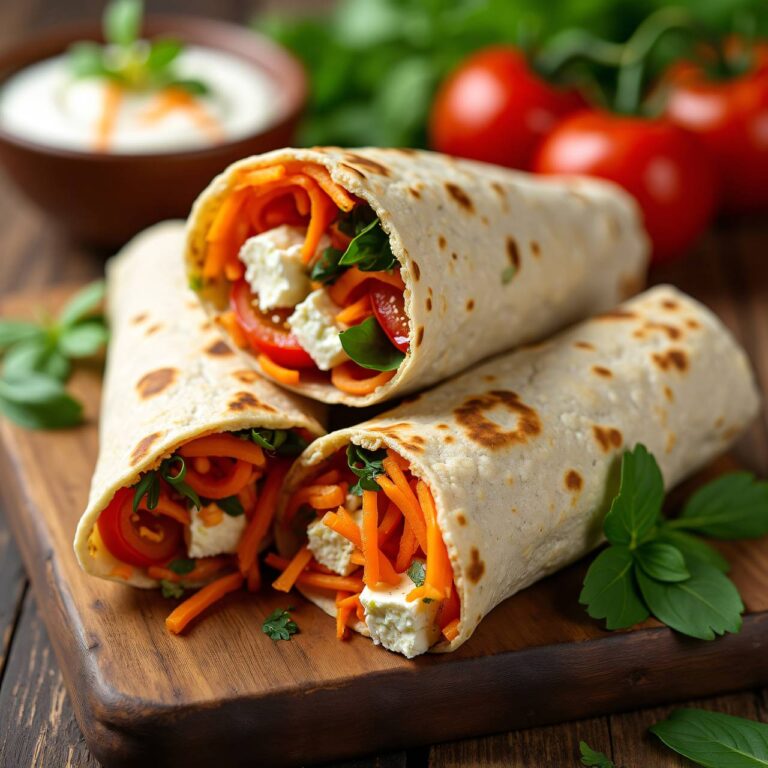 Haferflockenwraps mit Gemüse-Frischkäse-Füllung Rezept