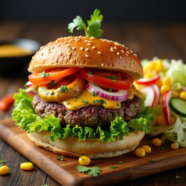 Hamburger mit buntem Mischsalat Rezept