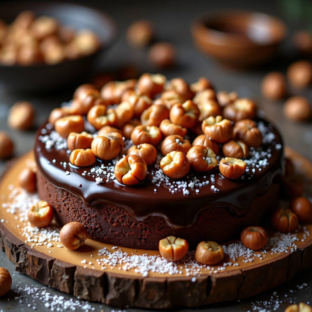 Haselnuss-Schokoladentorte mit Fleur de Sel Rezept Haselnuss-Schokoladentorte mit Fleur de Sel Rezept