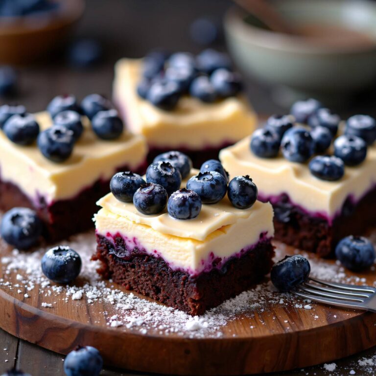 Heidelbeer-Cheesecake-Brownies Rezept