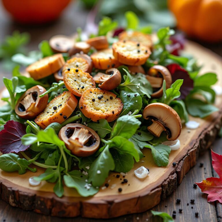 Herbstlicher Blattsalat mit Pilzen Rezept