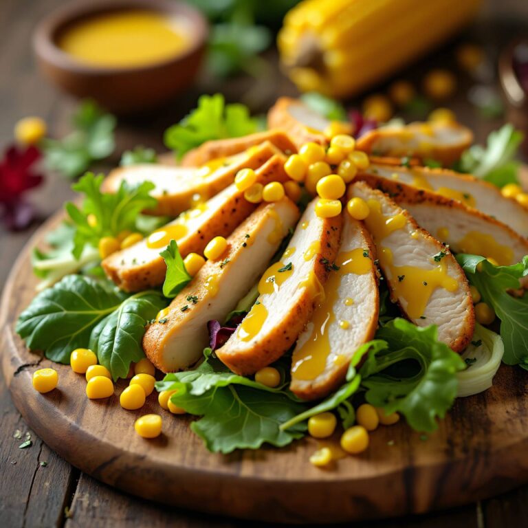 Herbstsalat mit Hühnerbrust an Currysauce Rezept