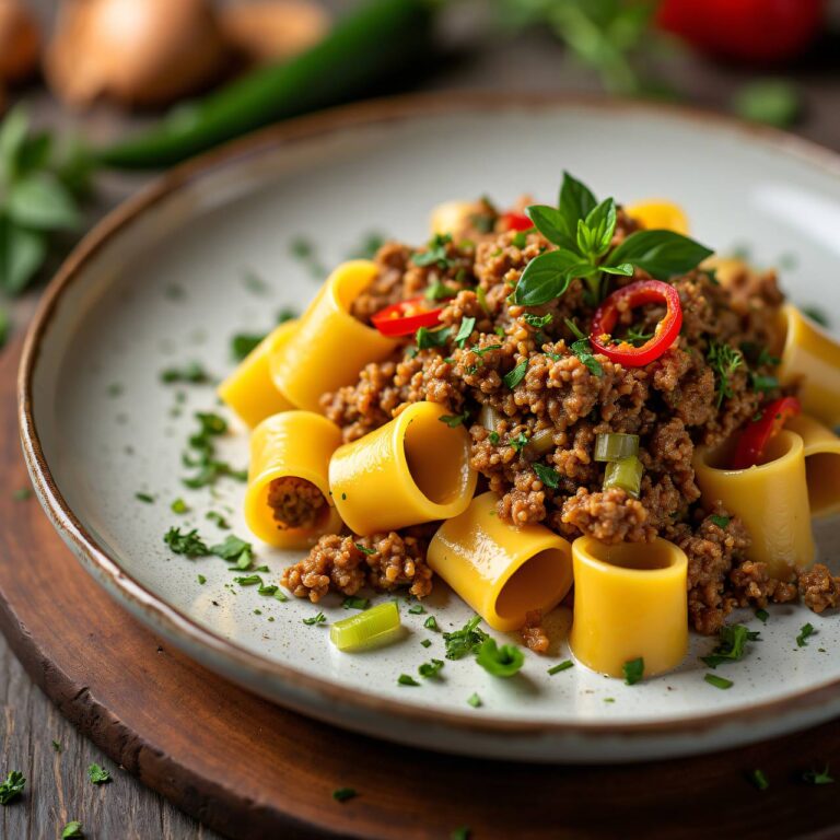 Hörnchen-Nudeln mit Lauch-Hackfleisch-Sauce Rezept