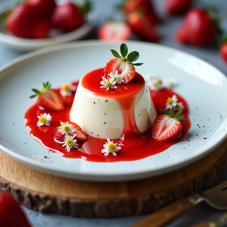 Holunderblüten-Panna-cotta mit Erdbeersauce Rezept