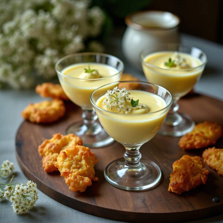 Holundercreme mit gebackenen Blüten Rezept