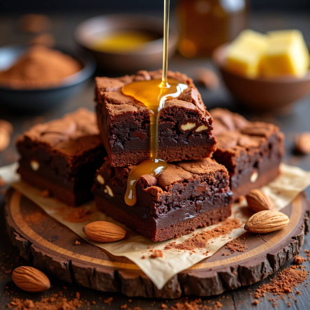 Honig-Mandel-Brownies mit Schokolade Rezept Honig-Mandel-Brownies mit Schokolade Rezept