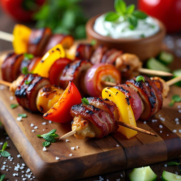 Hühner-Gemüsespiesschen mit Tzatziki Rezept
