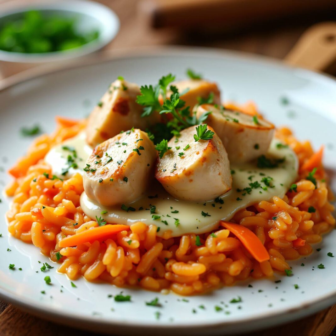 Hühner-Geschnetzeltes mit Karotten-Reis Rezept Hühner-Geschnetzeltes mit Karotten-Reis Rezept