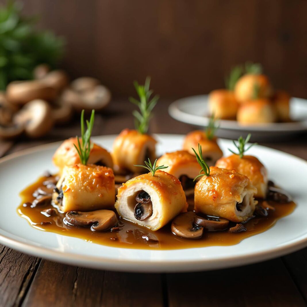 Hühner-Käseröllchen Rezept Hühner-Käseröllchen Rezept