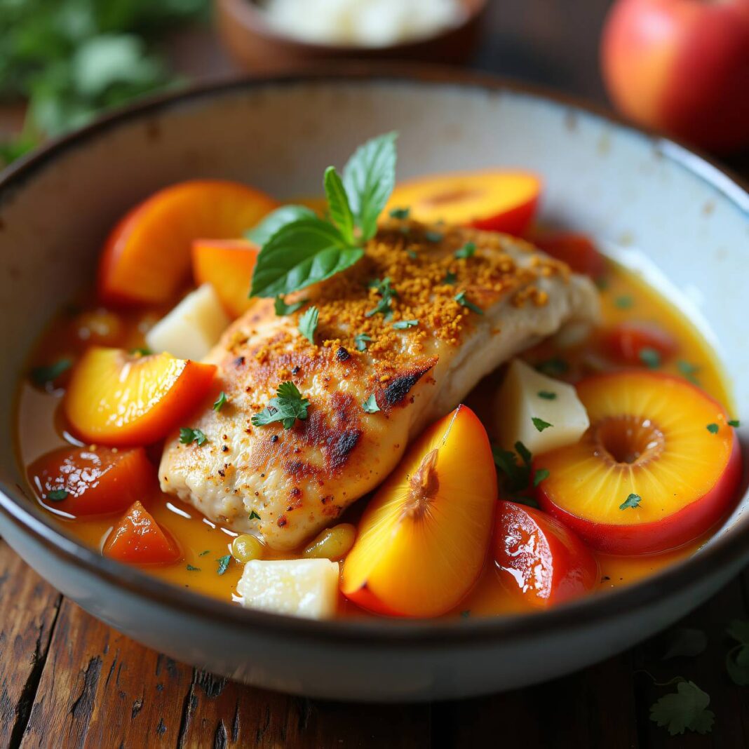 Hühner-Ragout mit Nektarinen Rezept Hühner-Ragout mit Nektarinen Rezept