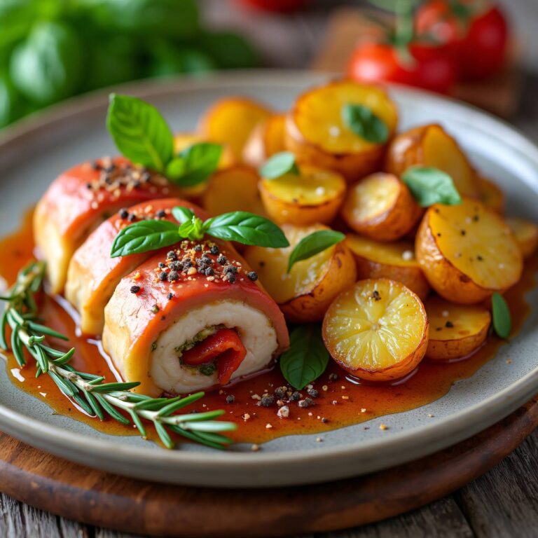 Hühner-Rouladen mit Kräuter-Kartoffeln Rezept
