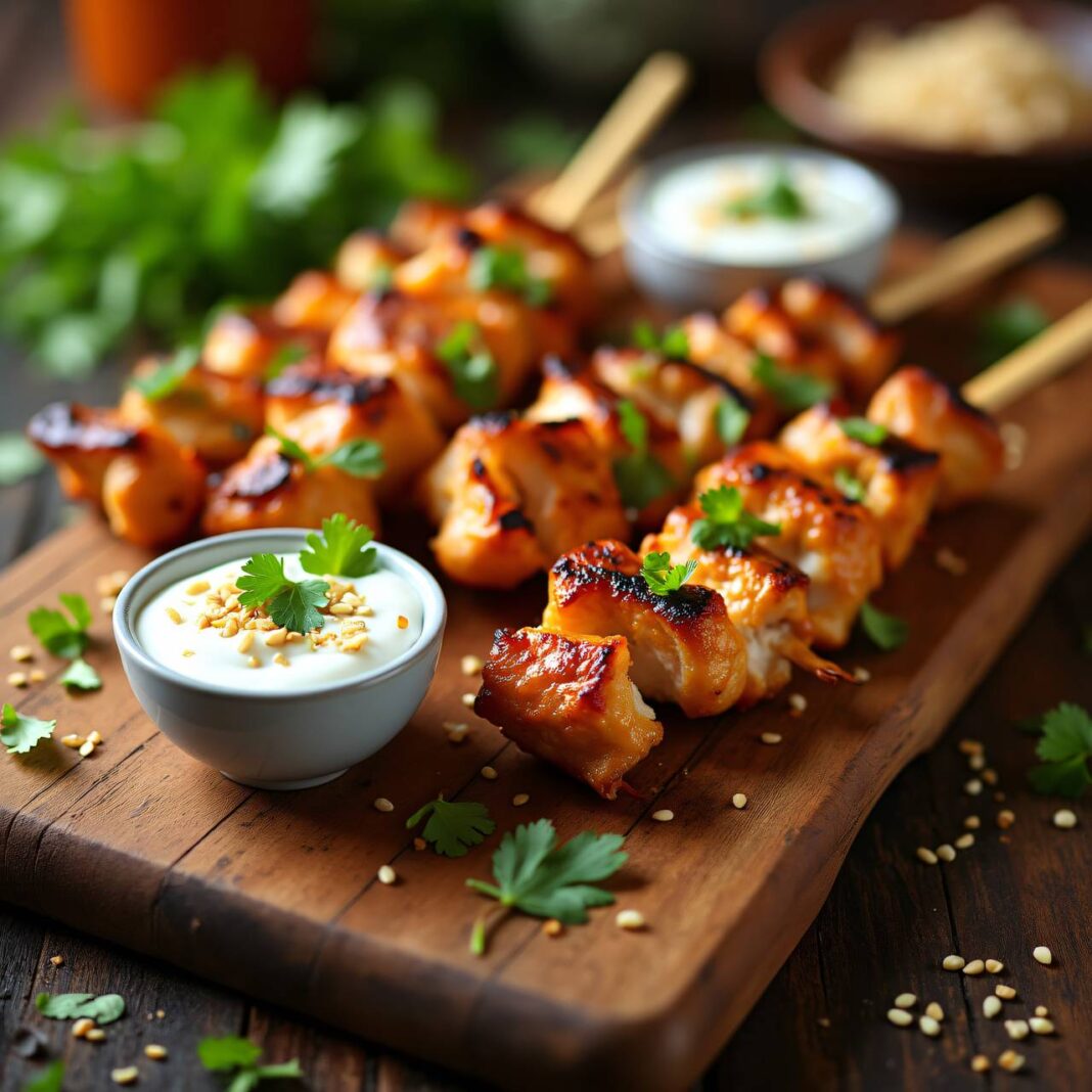 Hühner-Saté mit Joghurtsauce Rezept Hühner-Saté mit Joghurtsauce Rezept