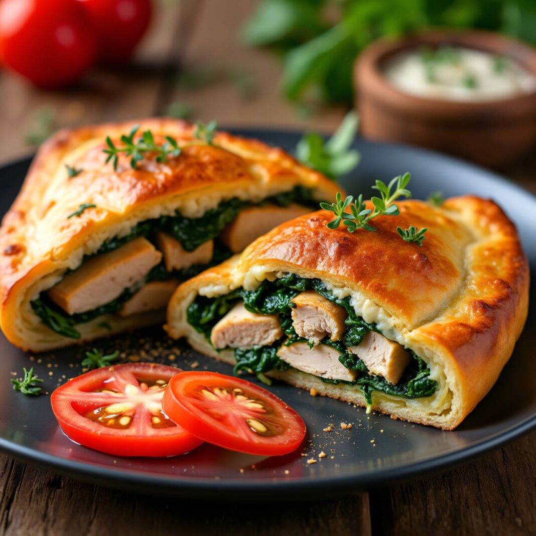 Hühner-Spinat-Calzone Rezept Hühner-Spinat-Calzone Rezept