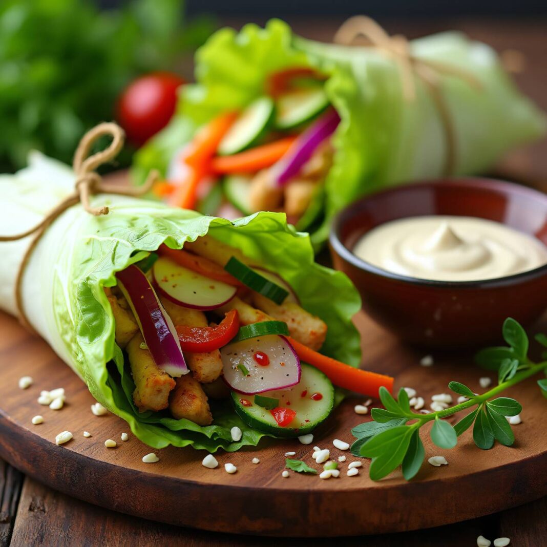 Hühner-Wraps mit Gemüse (Low-Carb-Wraps) Rezept Hühner-Wraps mit Gemüse (Low-Carb-Wraps) Rezept
