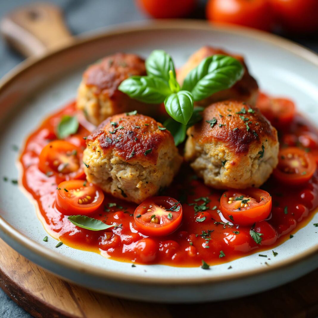 Hühnerbällchen an Tomaten-Concassé Rezept Hühnerbällchen an Tomaten-Concassé Rezept