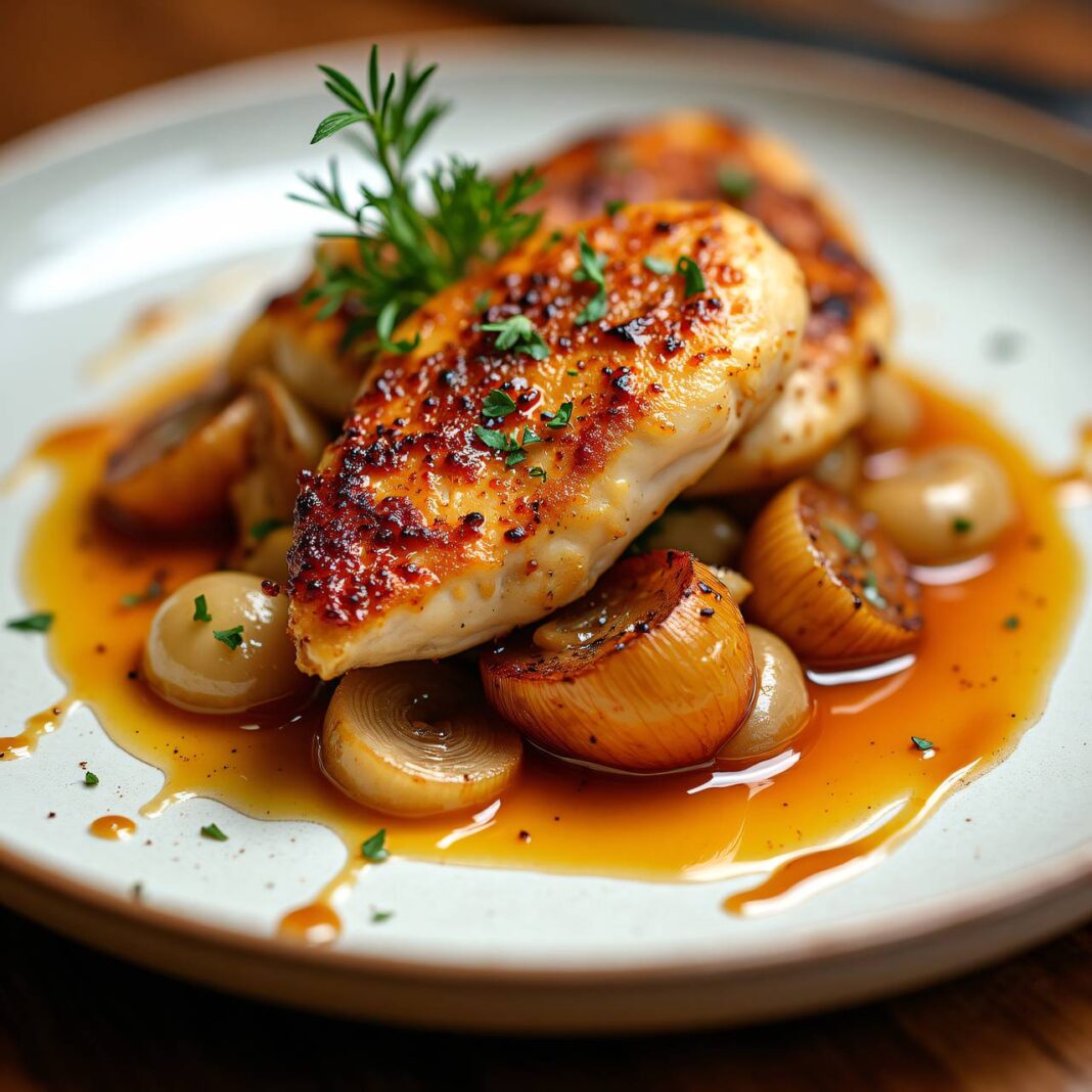 Hühnerbrust mit Honig-Schalotten-Sauce Rezept Hühnerbrust mit Honig-Schalotten-Sauce Rezept