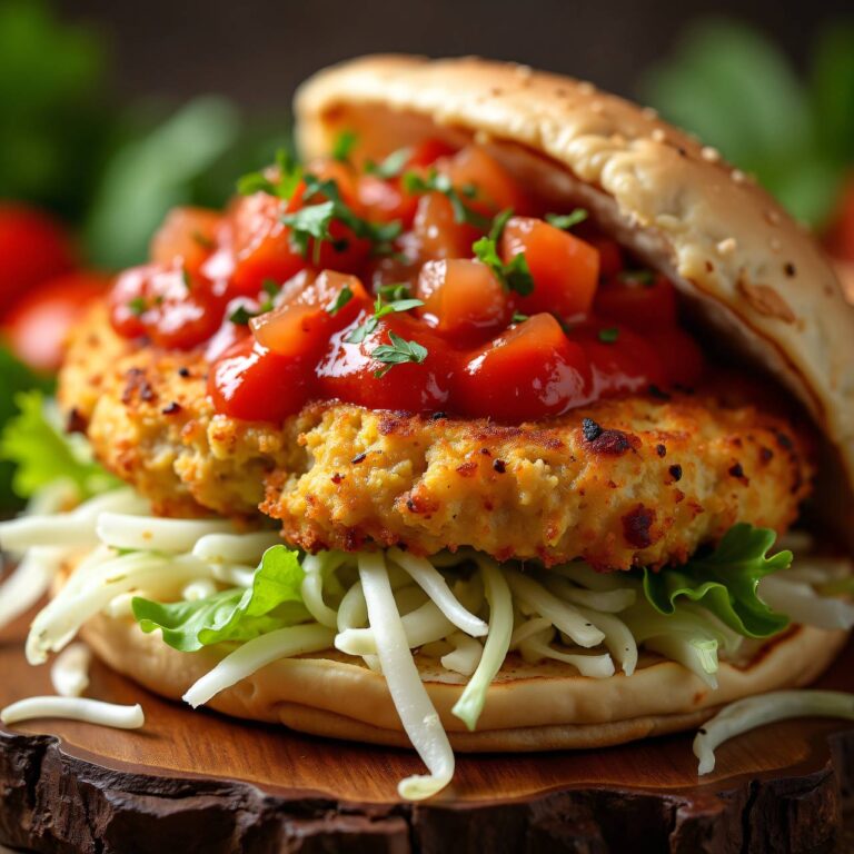 Hühnerburger im Pitabrot Rezept