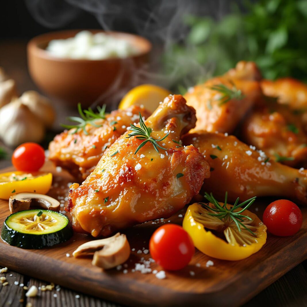 Hühnerflügeli mit Ofengemüse Rezept Hühnerflügeli mit Ofengemüse Rezept