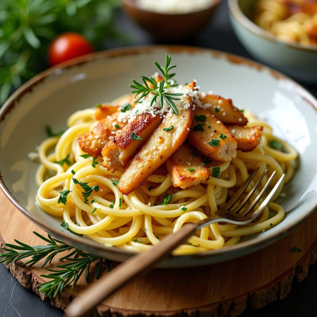 Hühnergeschnetzeltes mit Kräuternudeln Rezept Hühnergeschnetzeltes mit Kräuternudeln Rezept