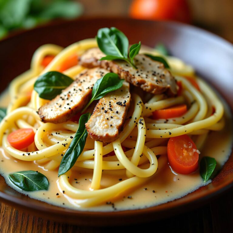 Hühnergeschnetzeltes mit Nudeln und Sahne Rezept