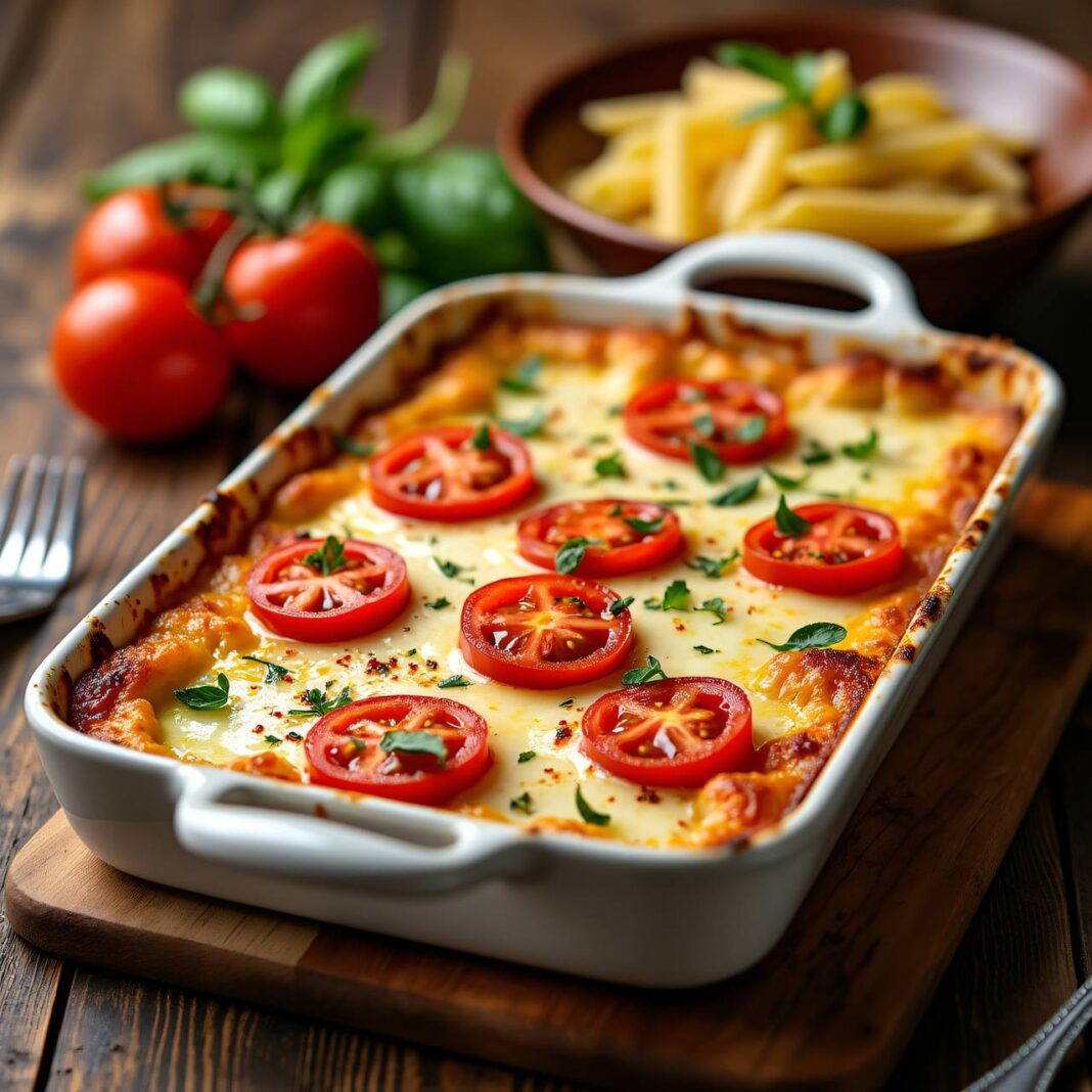 Hühnergratin mit Tomaten und Mozzarella Rezept Hühnergratin mit Tomaten und Mozzarella Rezept