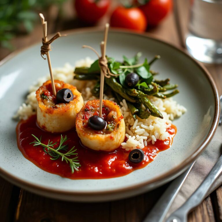 Hühnerröllchen mit Reis und Portulak Rezept