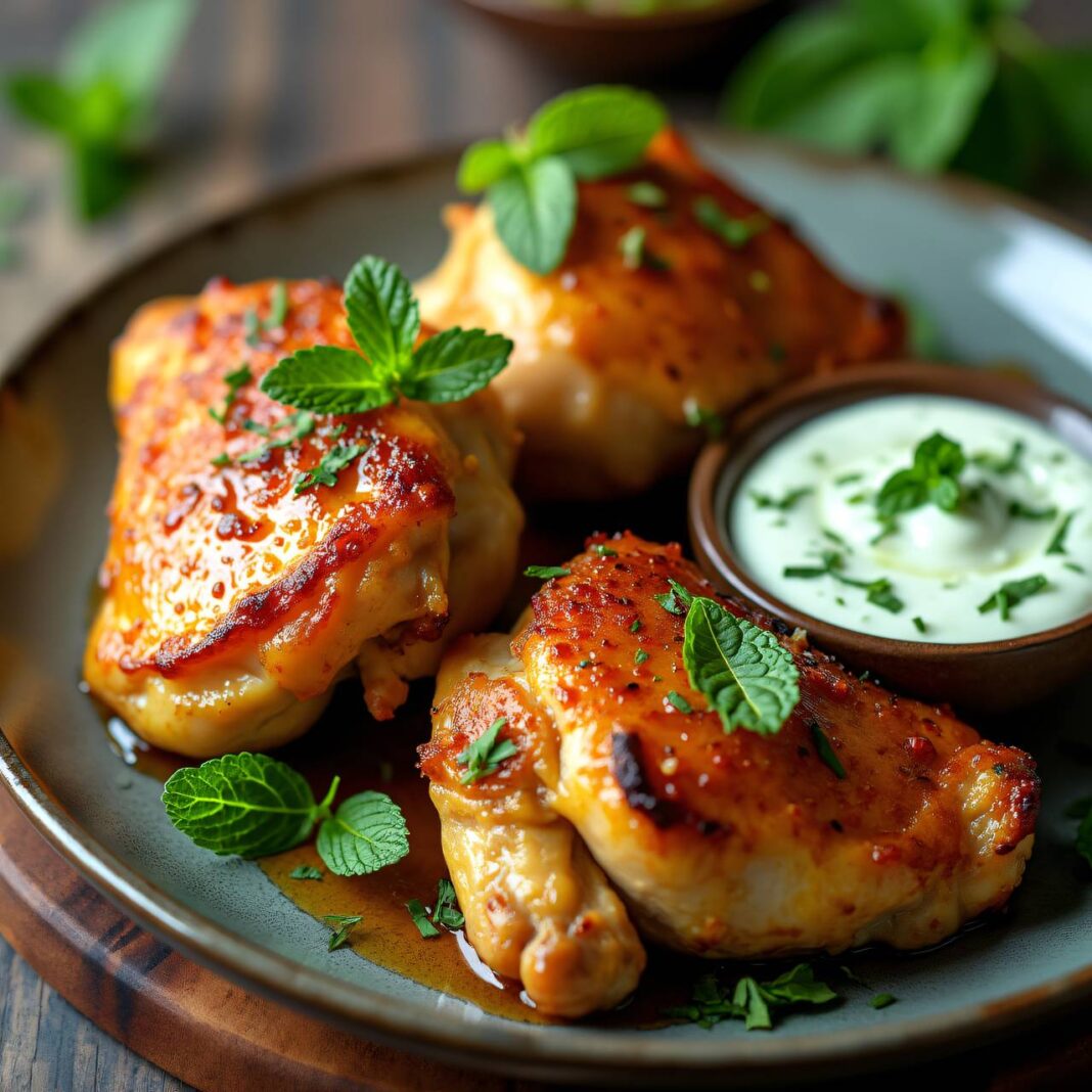 Hühnerschenkel an Minzensauce Rezept Hühnerschenkel an Minzensauce Rezept