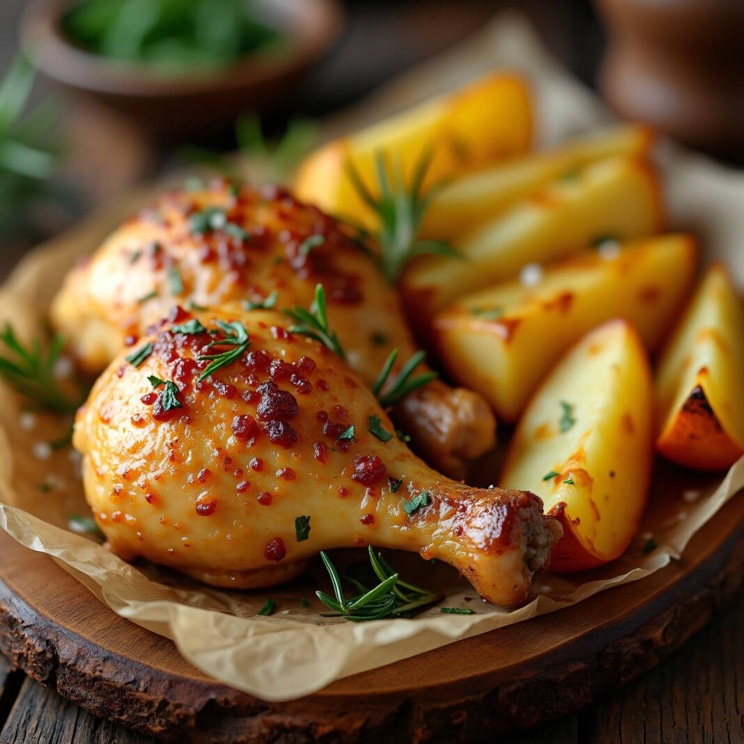 Hühnerschenkel mit Ofenkartoffeln Rezept Hühnerschenkel mit Ofenkartoffeln Rezept