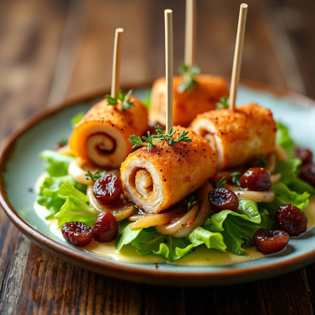 Hühnerschnecken auf Rosinen-Lattich Rezept Hühnerschnecken auf Rosinen-Lattich Rezept