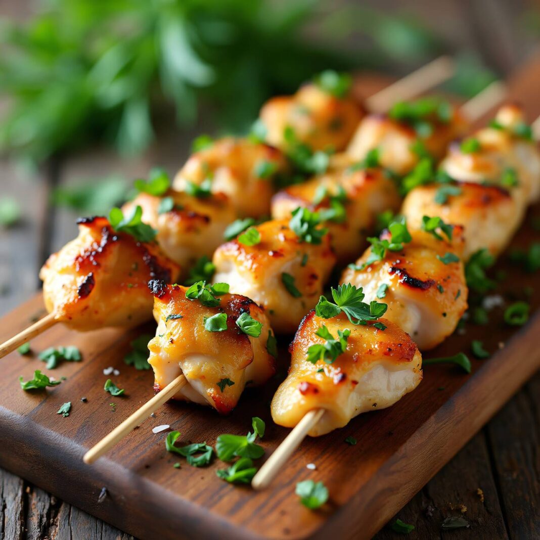 Hühnerspießchen mit Frühlingskräutern Rezept Hühnerspießchen mit Frühlingskräutern Rezept