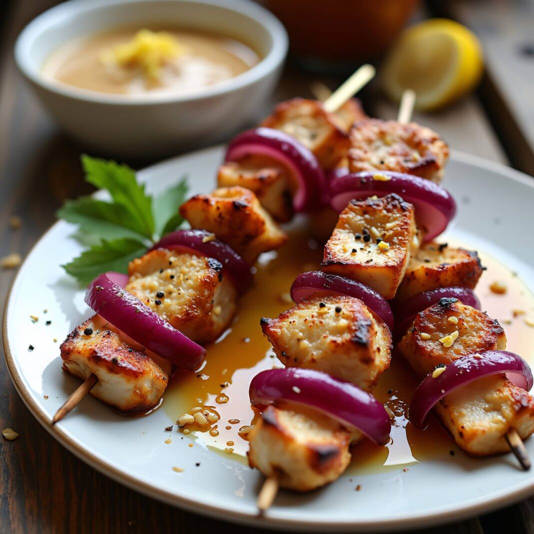 Hühnerspieße mit Haselnuss-Sauce Rezept Hühnerspieße mit Haselnuss-Sauce Rezept