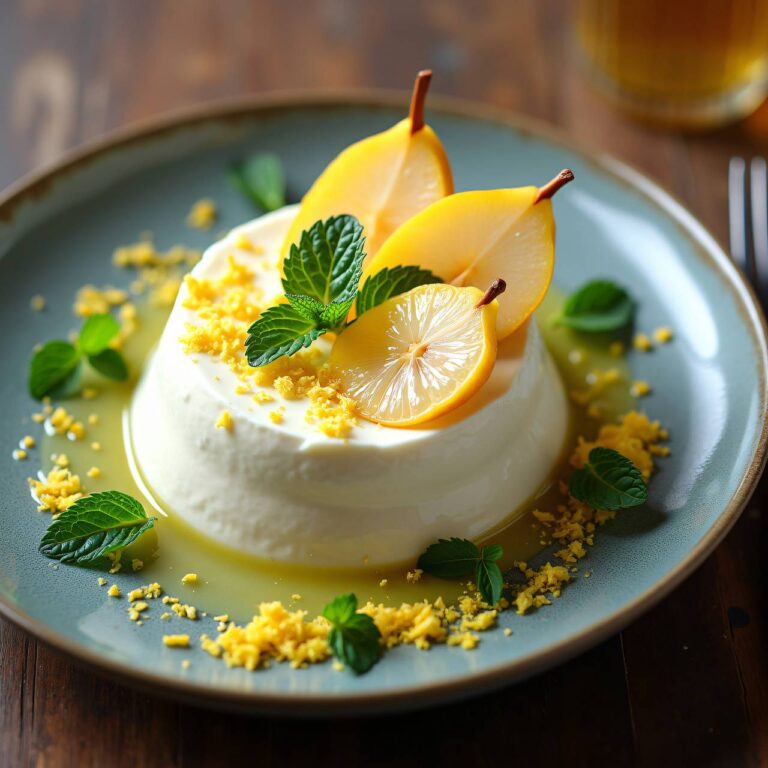 Hüttenkäse-Mousse mit Birnen Rezept