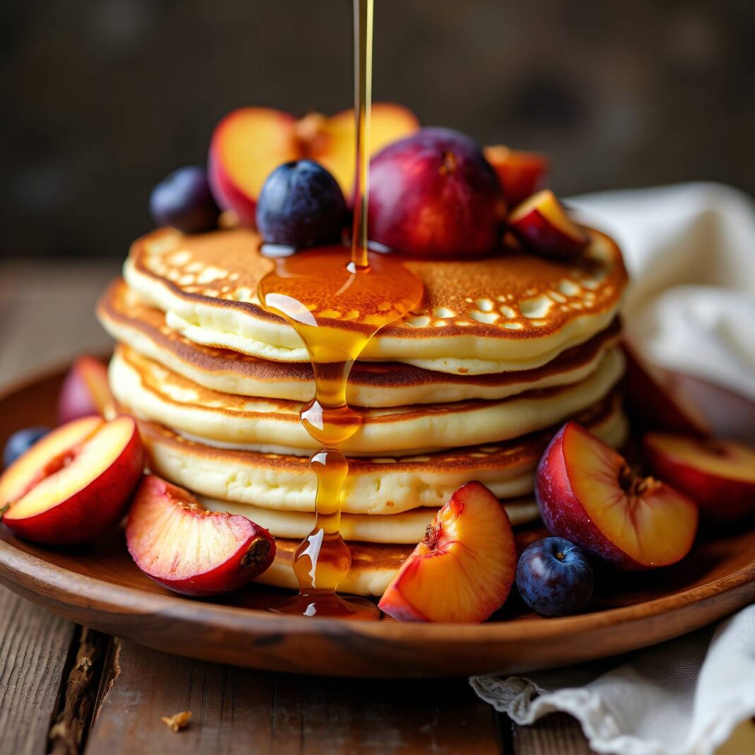 Hüttenkäse-Pancakes mit Früchten Rezept Hüttenkäse-Pancakes mit Früchten Rezept