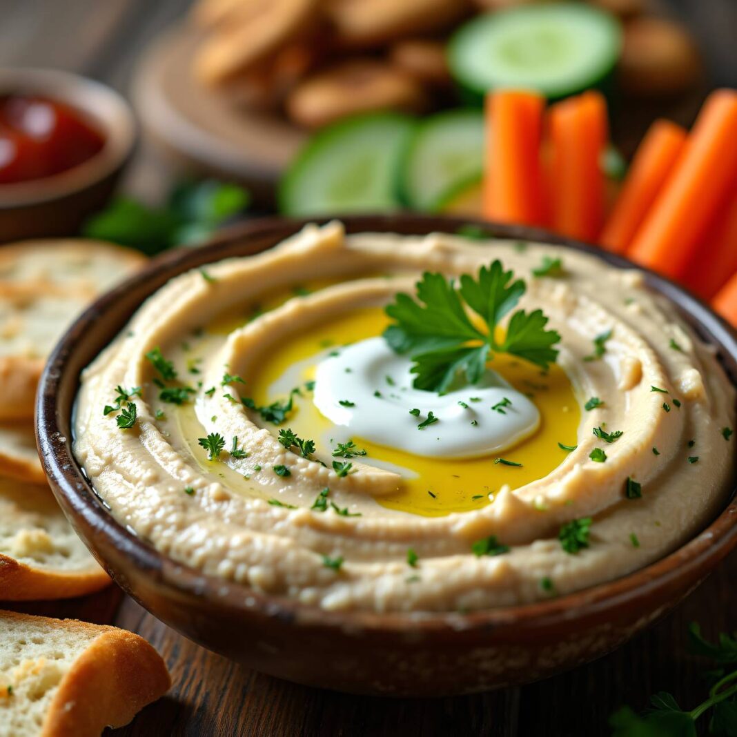 Hummus mit Joghurt (Fondue oder Dip) Rezept Hummus mit Joghurt (Fondue oder Dip) Rezept