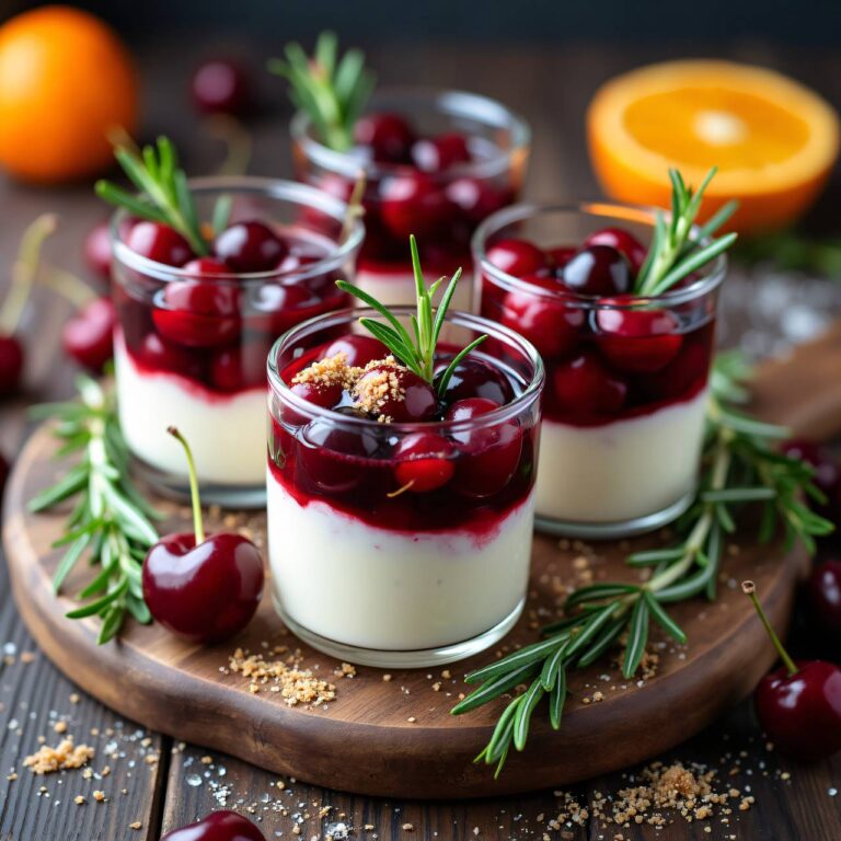 Joghurtcrème mit Rosmarin-Kirschen Rezept