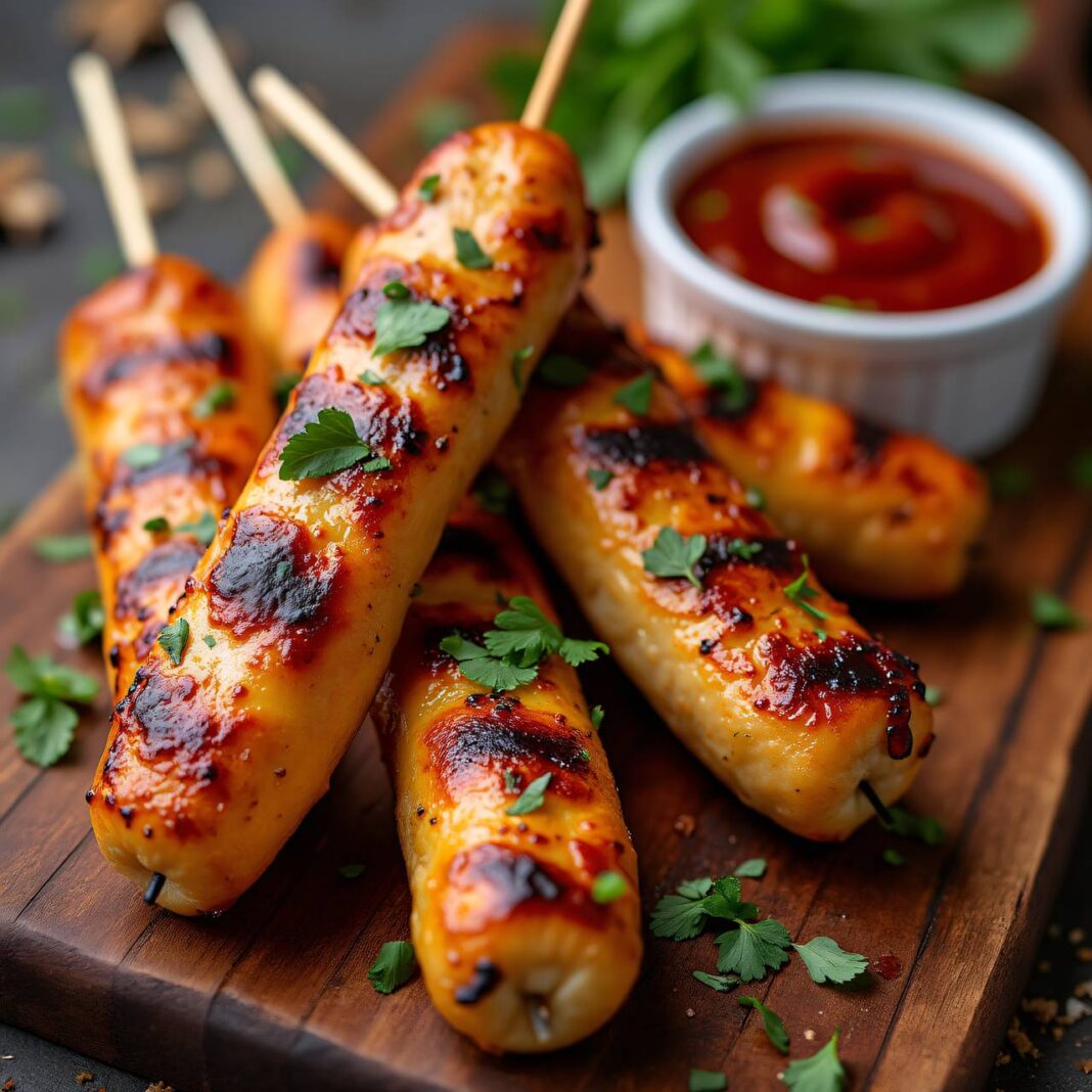 Käse-Grillwurst mit Barbecue-Sauce Rezept Käse-Grillwurst mit Barbecue-Sauce Rezept