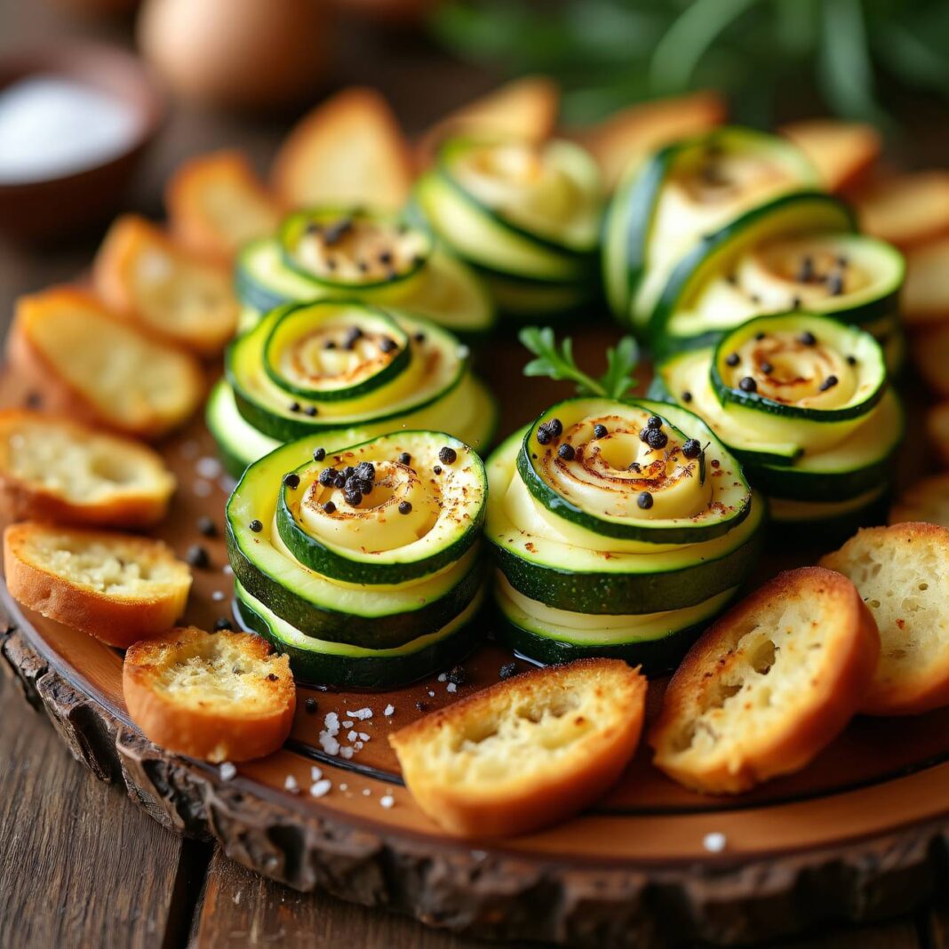 Käse mit Zucchini-Manschetten Rezept Käse mit Zucchini-Manschetten Rezept