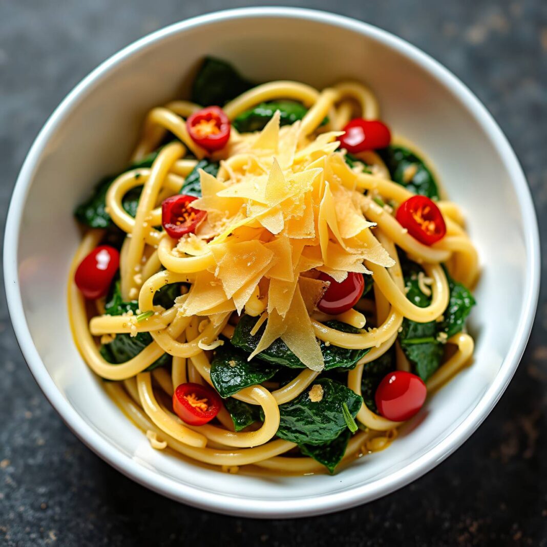 Käse-Paprika-Nudeln mit Spinat Rezept Käse-Paprika-Nudeln mit Spinat Rezept