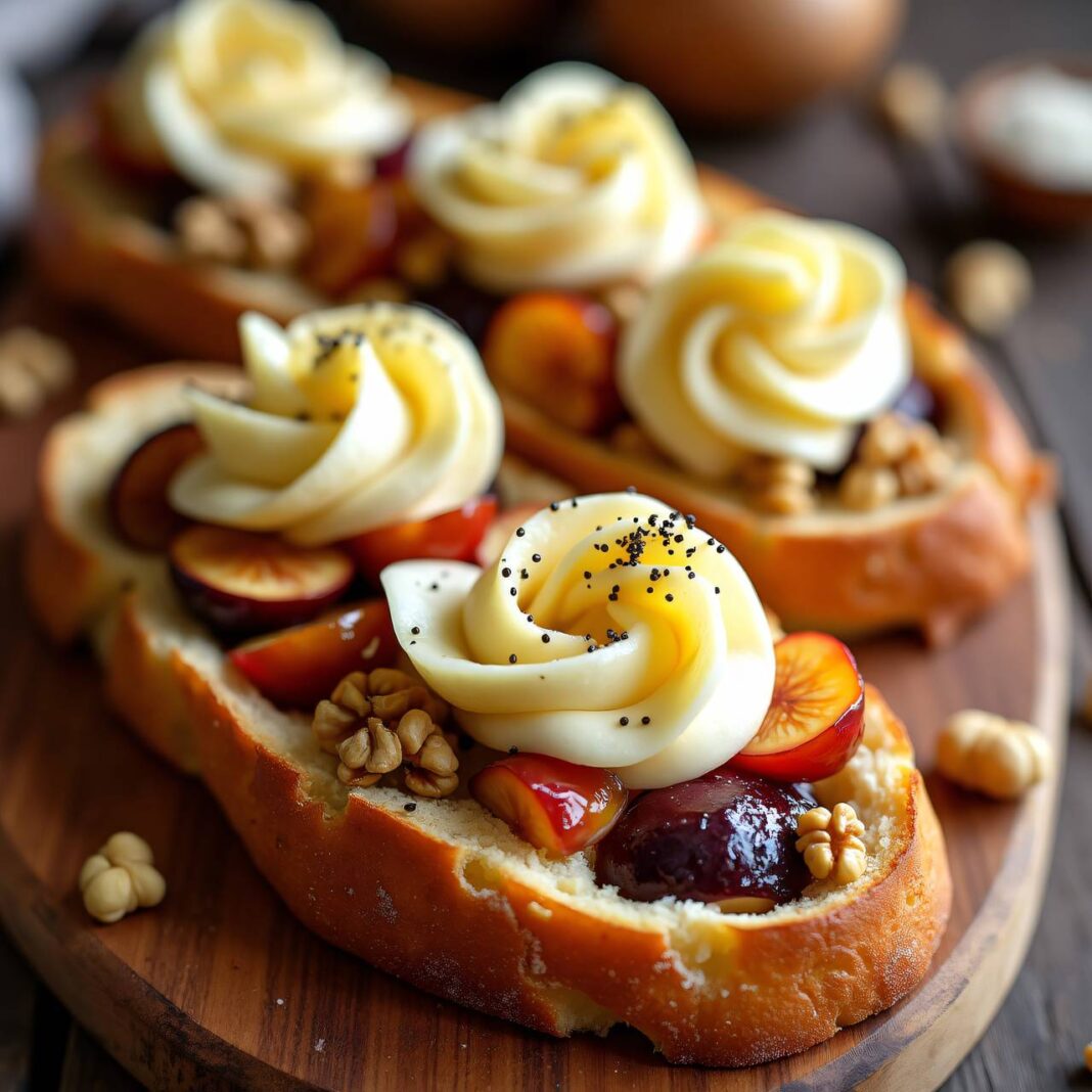 Käse-Rosetten auf Früchtebrot Rezept Käse-Rosetten auf Früchtebrot Rezept