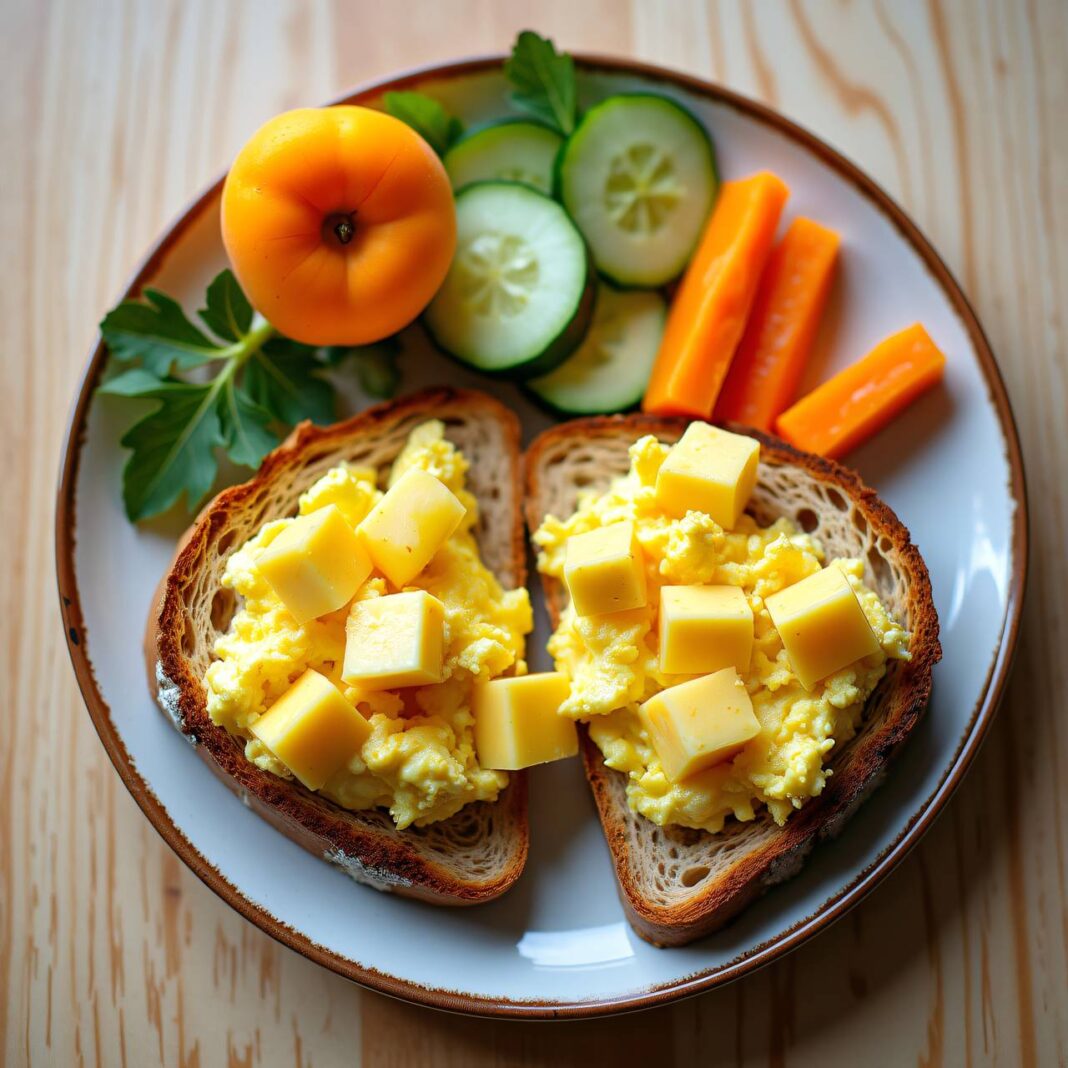 Käse-Rührei mit Brot Rezept Käse-Rührei mit Brot Rezept