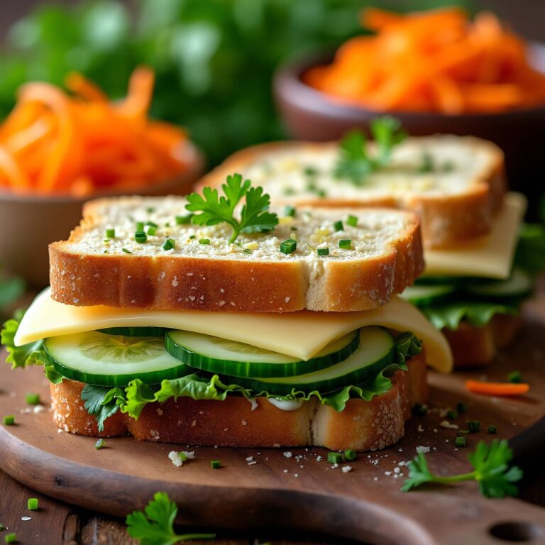 Käse-Schnittlauch-Sandwiches mit Karottensalat Rezept