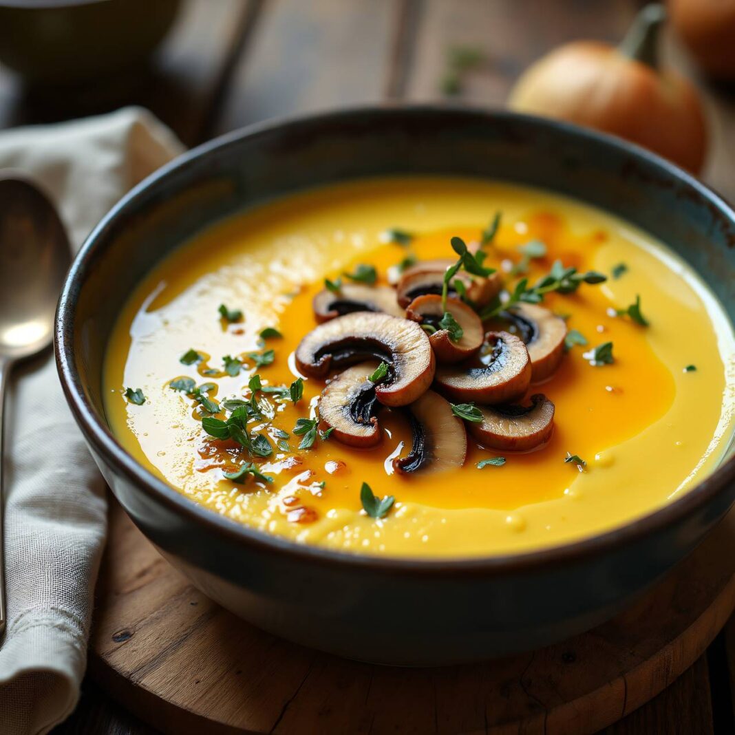 Käse-Suppe mit gebratenen Steinpilzen Rezept Käse-Suppe mit gebratenen Steinpilzen Rezept