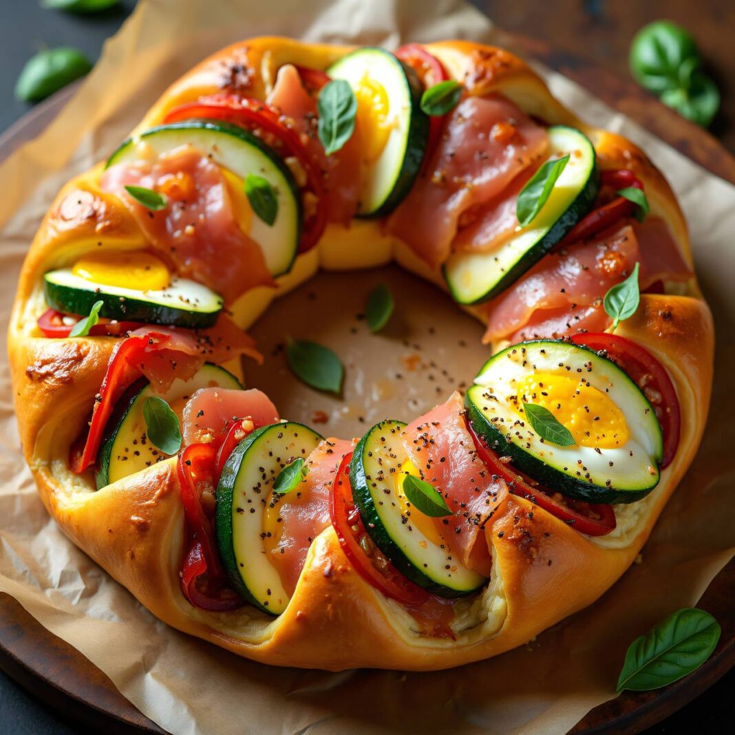 Käsebrotring mit Gemüse-Antipasti Rezept Käsebrotring mit Gemüse-Antipasti Rezept