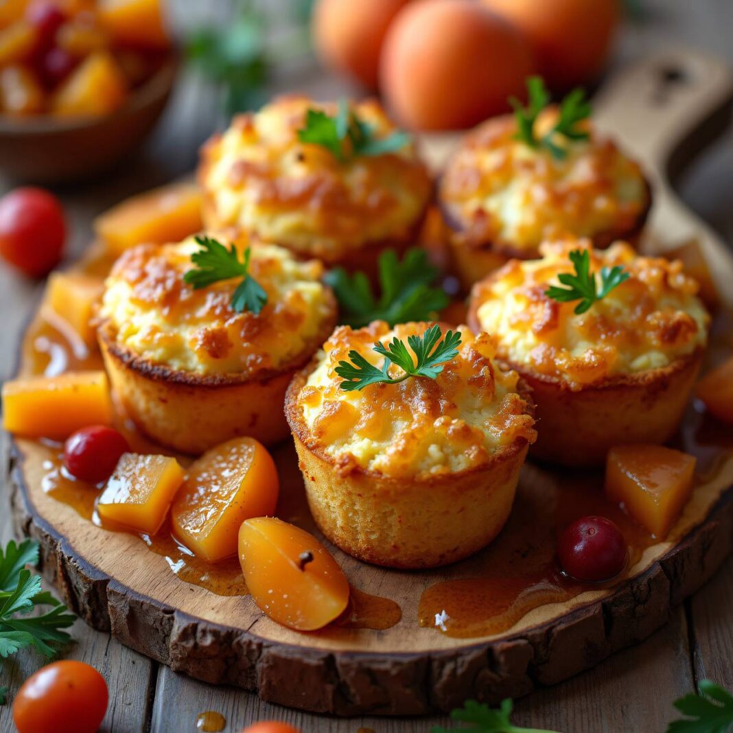 Käseküchlein mit Dörraprikosen-Chutney Rezept Käseküchlein mit Dörraprikosen-Chutney Rezept