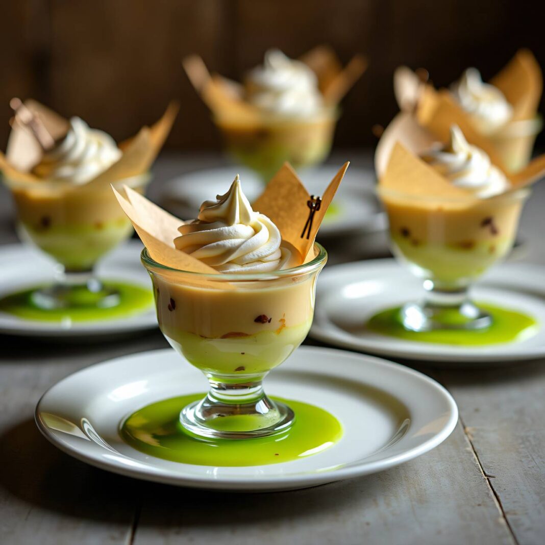 Kaffee-Parfait mit Waldmeister-Apfelsauce Rezept Kaffee-Parfait mit Waldmeister-Apfelsauce Rezept