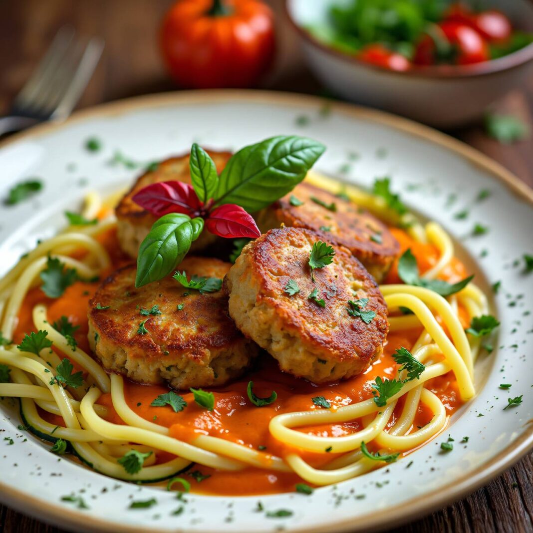 Kalbfleischplätzchen auf Kürbis-Kräutersauce Rezept Kalbfleischplätzchen auf Kürbis-Kräutersauce Rezept