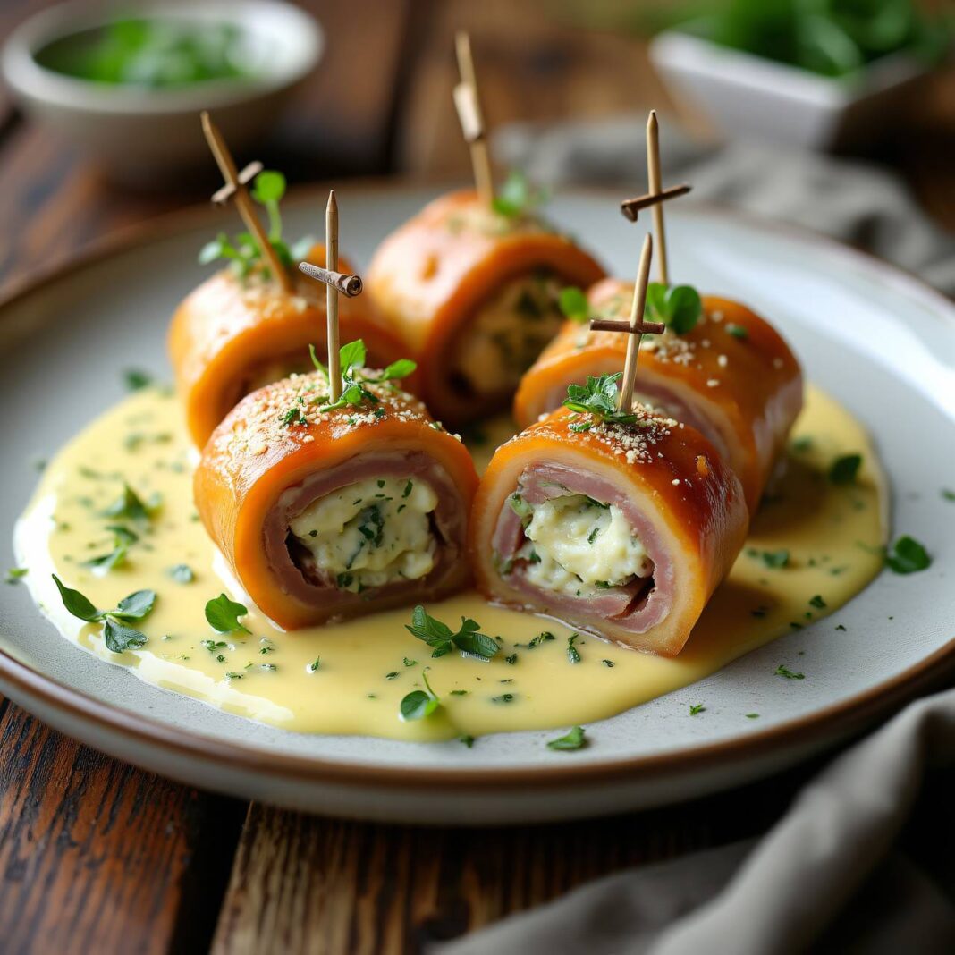 Kalbfleischvögel mit Käsesauce Rezept Kalbfleischvögel mit Käsesauce Rezept