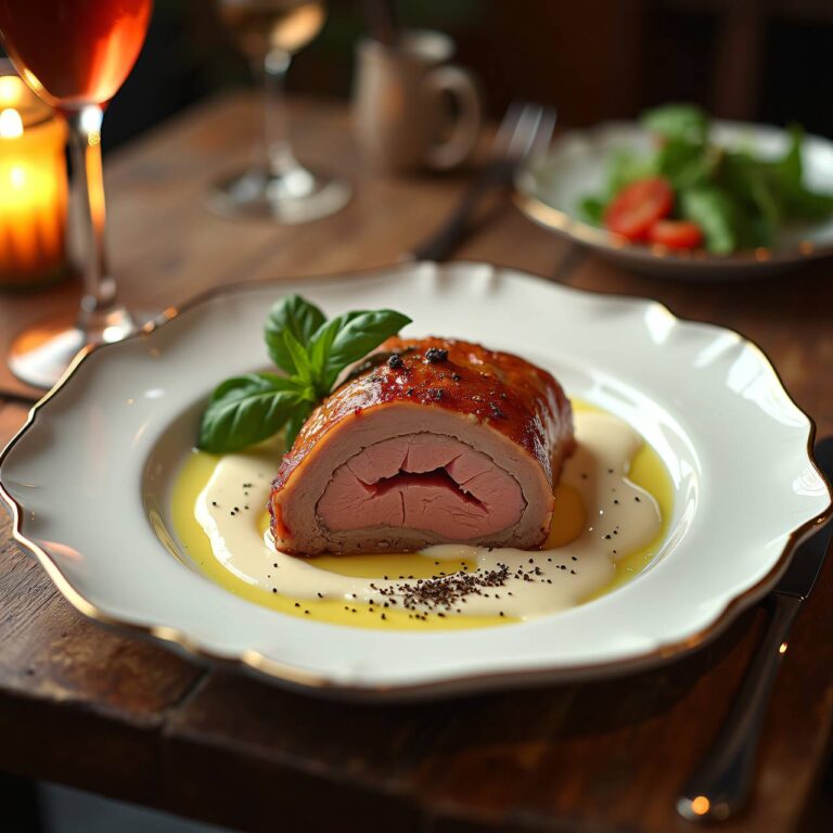 Kalbsbraten mit Crème-fraîche-Sauce Rezept