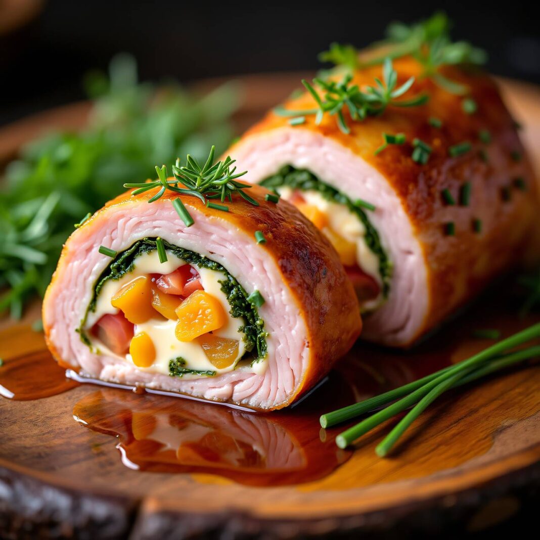 Kalbsbrust mit Aprikosen-Mozzarella-Brät-Füllung Rezept Kalbsbrust mit Aprikosen-Mozzarella-Brät-Füllung Rezept