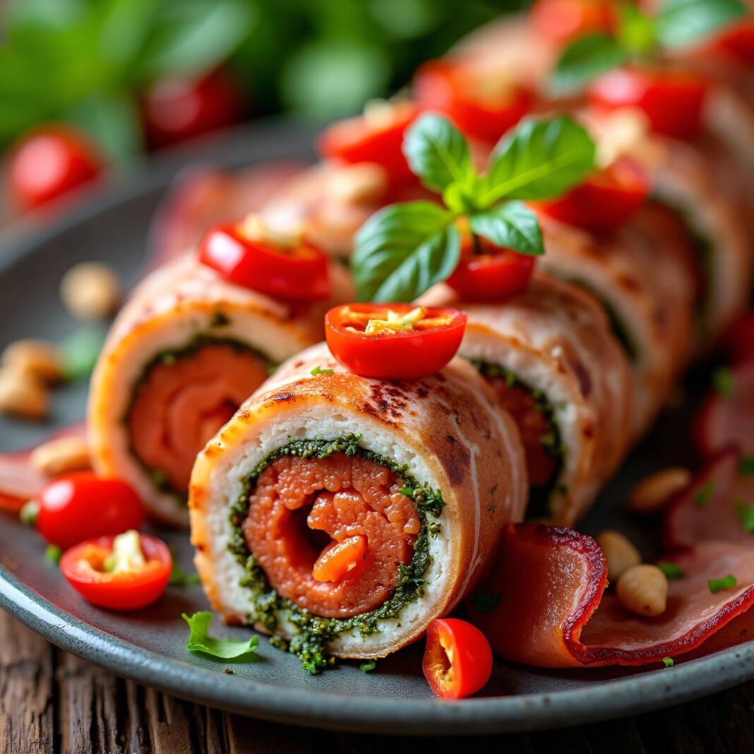 Kalbsbrust-Speck-Rouladen vom Grill Rezept Kalbsbrust-Speck-Rouladen vom Grill Rezept